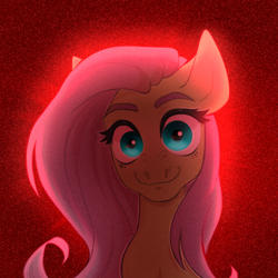 Size: 2000x2000 | Tagged: safe, artist:angry_platypus, fluttershy, pegasus, pony, g4, creepy, creepy smile, female, high res, looking at you, mare, simple background, smiling, smiling at you, solo, weird, yandere, yandereshy