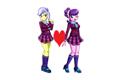 Size: 3125x2000 | Tagged: safe, artist:the-butch-x, edit, suri polomare, upper crust, equestria girls, g4, background human, female, heart, high res, infidelity, lesbian, shipping, shipping domino, simple background, suricrust, transparent background