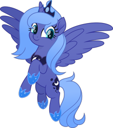 Size: 6316x7180 | Tagged: safe, artist:inaactive, princess luna, pony, g4, absurd resolution, crown, cute, female, floating, flying, jewelry, lunabetes, movie accurate, peytral, regalia, s1 luna, simple background, solo, sparkles, spread wings, transparent background, vector, wings