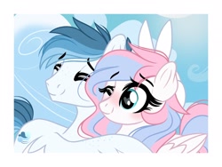 Size: 2048x1536 | Tagged: safe, artist:emberslament, oc, oc only, oc:coastal breeze, oc:demure breeze, pegasus, pony, blushing, brother and sister, bunny ears, cute, duo, eyes closed, female, freckles, happy, heart eyes, male, mare, one eye closed, siblings, stallion, wing hands, wingding eyes, wings