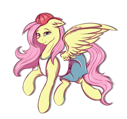 Size: 1898x1786 | Tagged: safe, artist:shamy-crist, fluttershy, pony, g4, 90s grunge fluttershy, cap, clothes, female, hat, shirt, simple background, solo, transparent background