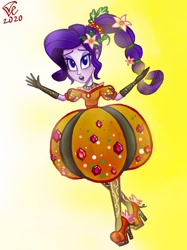 Size: 1024x1366 | Tagged: safe, artist:veanakart, rarity, equestria girls, equestria girls specials, g4, my little pony equestria girls: better together, my little pony equestria girls: holidays unwrapped, o come all ye squashful, cornucopia costumes, female, floating, inflatable, inflatable dress, solo