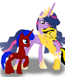 Size: 1280x1524 | Tagged: safe, artist:small-brooke1998, twilight sparkle, alicorn, pony, g4, base used, bumblebee (transformers), crossover, optimus prime, ponified, reunion, simple background, transformers, transparent background, twilight sparkle (alicorn)