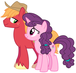 Size: 1024x990 | Tagged: safe, artist:emeraldblast63, big macintosh, sugar belle, g4, cowboy hat, female, hat, looking at each other, male, ship:sugarmac, shipping, simple background, straight, transparent background, vector