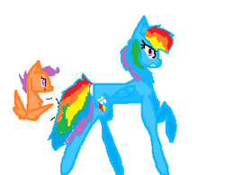 Size: 332x259 | Tagged: safe, artist:pawstheartest, rainbow dash, scootaloo, pegasus, pony, g4, bust, duo, female, filly, mare, raised hoof, simple background, white background
