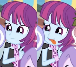 Size: 698x614 | Tagged: safe, screencap, mystery mint, equestria girls, equestria girls specials, g4, my little pony equestria girls: better together, my little pony equestria girls: rollercoaster of friendship, cropped, female, silly face, tongue out