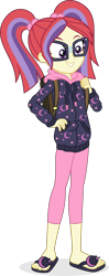 Size: 3068x7748 | Tagged: safe, artist:punzil504, moondancer, equestria girls, g4, absurd resolution, backpack, clothes, clothes swap, equestria girls-ified, feet, female, glasses, grin, leggings, pants, pigtails, sandals, simple background, smiling, solo, transparent background, vector