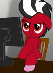 Size: 333x454 | Tagged: safe, artist:small-brooke1998, oc, oc only, pegasus, pony, base used, computer, computer mouse, female, floppy ears, ponified, shatter (transformers), solo, transformers, unamused