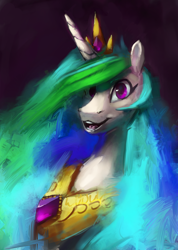 Size: 3000x4217 | Tagged: safe, artist:terrafomer, princess celestia, alicorn, pony, g4, bust, female, jewelry, mare, portrait, solo, tiara