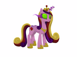 Size: 2860x2097 | Tagged: safe, artist:breathingartandmusic, princess cadance, alicorn, pony, series:dark magic princesses, g4, clothes, color change, corruptance, corrupted, corrupted cadance, dark equestria, dark magic, dark princess, dark world, darkened coat, darkened hair, evil cadance, female, glowing horn, high res, horn, jewelry, magic, mare, peytral, possessed, regalia, shoes, simple background, solo, sombra eyes, tiara, tyrant cadance, white background