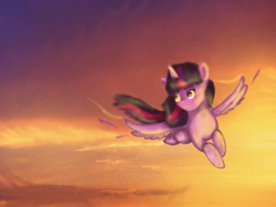 Size: 2048x1536 | Tagged: safe, artist:catcor, twilight sparkle, alicorn, pony, g4, female, flying, gradient background, sky, solo, twilight sparkle (alicorn)