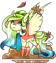 Size: 1600x1803 | Tagged: safe, artist:oneiria-fylakas, oc, oc only, oc:gaya, alicorn, pony, chibi, female, leaf, mare, simple background, solo, transparent background