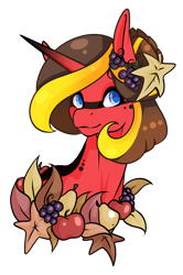 Size: 1024x1539 | Tagged: safe, artist:oneiria-fylakas, oc, oc only, alicorn, pony, alicorn oc, bust, female, fruit, horn, mare, portrait, simple background, solo, transparent background, wings