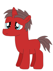 Size: 2448x3264 | Tagged: safe, artist:supahdonarudo, oc, oc only, oc:ironyoshi, pony, unicorn, colt, high res, male, sad, simple background, transparent background, younger