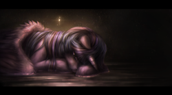 Size: 1800x1000 | Tagged: safe, artist:ventious, twilight sparkle, alicorn, pony, g4, female, letterboxing, lying down, remake, sad, solo, twilight sparkle (alicorn)