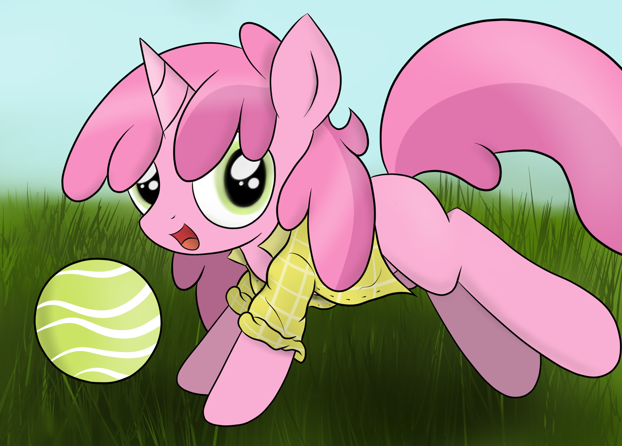 #2445273 - safe, artist:skatalapu, ruby pinch, pony, unicorn, ball ...