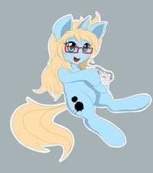 Size: 1132x1280 | Tagged: safe, artist:skatalapu, oc, oc only, pony, unicorn, controller, female, glasses, open mouth, simple background, solo, video game