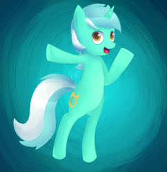 Size: 721x746 | Tagged: safe, artist:victoriahwinter, lyra heartstrings, pony, unicorn, g4, abstract background, bipedal, female, mare, solo