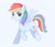 Size: 3279x2834 | Tagged: safe, artist:ginmaruxx, rainbow dash, pegasus, pony, g4, blue background, blushing, cute, dashabetes, female, high res, looking at you, mare, open mouth, open smile, pixiv, raised hoof, simple background, smiling, smiling at you, solo, spread wings, wings