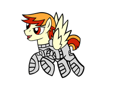 Size: 3264x2448 | Tagged: safe, oc, oc only, oc:dale spade, pegasus, pony, concept, crossover, digital, dreamworks face, flying, halo (series), high res, male, open mouth, open smile, pegasus oc, reference, scraps, simple background, smiling, solo, spread wings, stallion, white background, wings