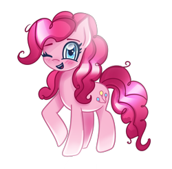 Size: 2446x2414 | Tagged: safe, artist:opal_radiance, pinkie pie, earth pony, pony, g4, female, high res, mare, one eye closed, simple background, smiling, solo, transparent background, wink