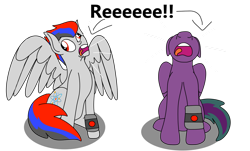 Size: 1280x772 | Tagged: safe, artist:small-brooke1998, pegasus, pony, open mouth, ponified, reeee, screeching, slipstream (transformers), starscream, transformers, volumetric mouth, wristband