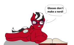 Size: 1280x772 | Tagged: safe, artist:small-brooke1998, oc, oc only, pegasus, pony, annoyed, book, female, glasses, ponified, reading, shatter (transformers), simple background, solo, transformers, transparent background