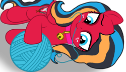 Size: 1280x733 | Tagged: safe, artist:small-brooke1998, pegasus, pony, base used, behaving like a cat, bell, bell collar, cat bell, collar, female, mouth hold, playing, ponified, simple background, solo, transformers, transparent background, windblade, yarn, yarn ball