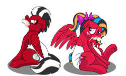 Size: 1280x772 | Tagged: safe, artist:small-brooke1998, oc, pegasus, pony, adult foal, angry, bow, diaper, diaper fetish, duo, duo female, female, fetish, hair bow, looking at each other, mouth soaping, non-baby in diaper, pigtails, ponified, punishment, sad, shatter (transformers), siblings, simple background, sisters, sitting, soap, spread wings, transformers, transparent background, underhoof, windblade, wings