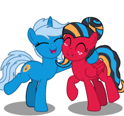 Size: 1172x1098 | Tagged: safe, artist:small-brooke1998, pegasus, pony, unicorn, base used, best friends, cheek to cheek, chromia, duo, duo female, eyes closed, female, hug, ponified, raised hoof, simple background, smiling, transformers, transparent background, windblade