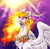 Size: 2920x2836 | Tagged: safe, artist:not-ordinary-pony, derpibooru exclusive, nightmare star, princess celestia, alicorn, pony, g4, female, high res, mane of fire, mare, smiling, solo