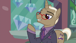 Size: 1280x720 | Tagged: safe, screencap, bracer britches, pony, fake it 'til you make it, g4, glasses, male, solo, stallion