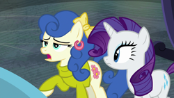 Size: 1280x720 | Tagged: safe, screencap, blueberry curls, rarity, earth pony, pony, unicorn, fake it 'til you make it, g4, female, mare