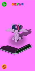 Size: 640x1301 | Tagged: safe, twilight sparkle, alicorn, pony, g4, 3d, augmented reality, book, library, twilight sparkle (alicorn), twilight's castle, twilight's castle library
