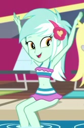 Size: 650x982 | Tagged: safe, screencap, lyra heartstrings, equestria girls, g4, i'm on a yacht, my little pony equestria girls: better together, beach shorts swimsuit, belly button, bikini, bikini top, bonbon's beach shorts swimsuit, clothes, female, lyra heartstrings swimsuit, lyra's beach shorts swimsuit, one-piece swimsuit, swimsuit