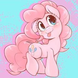Size: 1536x1536 | Tagged: safe, artist:kurogewapony, pinkie pie, earth pony, pony, daily pinkie pie, g4, :p, blushing, cute, diapinkes, female, kurogewapony is trying to murder us with diapinkes, mare, smiling, solo, tongue out