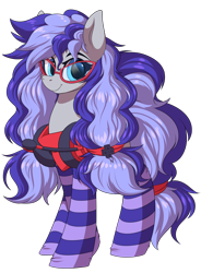 Size: 4612x6251 | Tagged: safe, artist:ask-colorsound, oc, oc only, oc:cinnabyte, earth pony, pony, absurd resolution, adorkable, bandana, cinnabetes, clothes, cute, dork, female, gaming headset, glasses, headphones, headset, mare, meganekko, pigtails, simple background, smiling, socks, solo, striped socks, transparent background