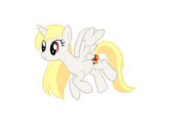 Size: 480x360 | Tagged: safe, alternate version, artist:sleepykoinu, oc, oc only, alicorn, pony, alicorn oc, base used, flying, horn, simple background, solo, white background, wings