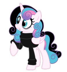 Size: 2445x2620 | Tagged: safe, artist:kazeblue, princess flurry heart, alicorn, pony, g4, alternate hairstyle, clothes, dyed mane, emo, eyeshadow, female, goth, high res, lip piercing, makeup, mare, mascara, missing cutie mark, older, older flurry heart, piercing, princess emo heart, raised hoof, simple background, solo, sweater, transparent background