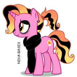 Size: 876x873 | Tagged: safe, artist:kazeblue, artist:nova-bases, luster dawn, pony, unicorn, g4, alternate hairstyle, clothes, dyed hair, dyed mane, ear piercing, earring, emo, eyeshadow, female, goth, jewelry, lip piercing, makeup, mare, mascara, piercing, punk dawn, scarf, simple background, solo, transparent background