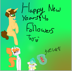 Size: 520x513 | Tagged: safe, artist:pawstheartest, oc, oc only, pony, unicorn, abstract background, female, filly, glasses, glowing horn, happy new year, holiday, horn, magic, male, mare, milestone, stallion, telekinesis, unicorn oc