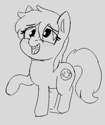 Size: 501x596 | Tagged: safe, artist:heretichesh, oc, oc only, oc:barbara buckwheat, pony, derp, monochrome, sketch, smiling, solo, tooth gap