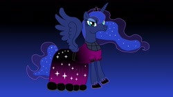 Size: 4320x2432 | Tagged: safe, artist:the double u, princess luna, alicorn, pony, fanfic:the knights of the night, g4, alternate universe, clothes, dress, fanfic art, female, medieval, medieval princess, princess, solo, stars, wings