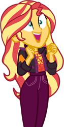 Size: 624x1242 | Tagged: safe, artist:gmaplay, sunset shimmer, equestria girls, equestria girls series, g4, sunset's backstage pass!, spoiler:eqg series (season 2), excited, female, music festival outfit, simple background, solo, transparent background