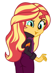 Size: 1060x1438 | Tagged: safe, artist:gmaplay, sunset shimmer, equestria girls, g4, how to backstage, my little pony equestria girls: better together, ass, bunset shimmer, butt, female, looking at you, looking back, simple background, solo, transparent background