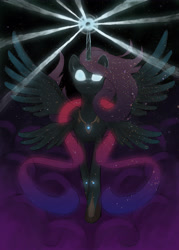 Size: 4000x5600 | Tagged: safe, artist:aritimas, oc, oc only, alicorn, pony, seraph, seraphicorn, absurd resolution, alicorn oc, four wings, glowing eyes, horn, multiple wings, solo, spread wings, wings