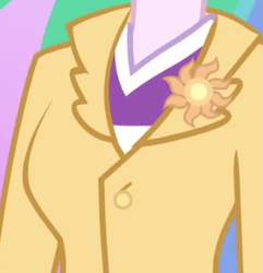 Size: 1043x1080 | Tagged: safe, screencap, princess celestia, principal celestia, blizzard or bust, equestria girls, equestria girls series, g4, holidays unwrapped, spoiler:eqg series (season 2), blazer, boobshot, breasts, brooch, clothes, cropped, cutie mark accessory, cutie mark brooch, female, jewelry, pictures of chests, solo