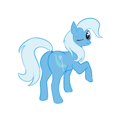 Size: 2500x2500 | Tagged: safe, anonymous artist, artist:riskypony, trixie, pony, unicorn, g4, butt, dock, female, high res, horn, looking back, mare, one eye closed, plot, solo, tail, wink, winking at you