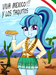 Size: 2500x3333 | Tagged: safe, artist:theretroart88, sonata dusk, equestria girls, g4, breasts, busty sonata dusk, cactus, cute, female, food, high res, mexico, ponytail, solo, sonatabetes, sonataco, taco, that girl sure loves tacos, that siren sure does love tacos