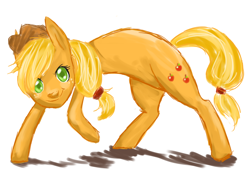 Size: 1008x720 | Tagged: safe, artist:xxmurplexx, applejack, earth pony, pony, g4, colored pupils, colored sketch, female, mare, simple background, sketch, solo, white background